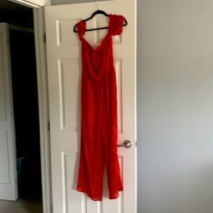 Floral red jumpsuit